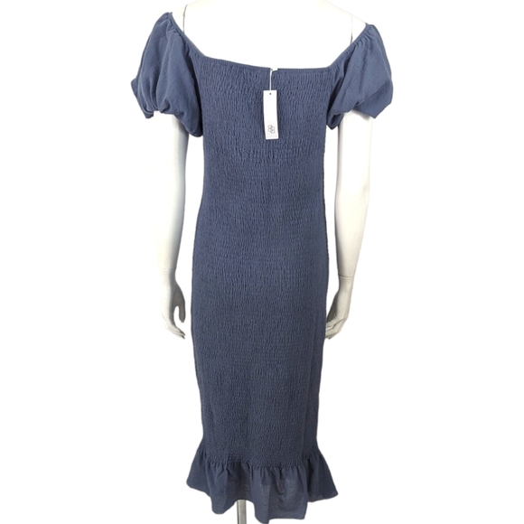Baltic Born Alana Smocked Midi Dress NWT Womens XL Blue Off The Shoulder - Picture 5 of 10